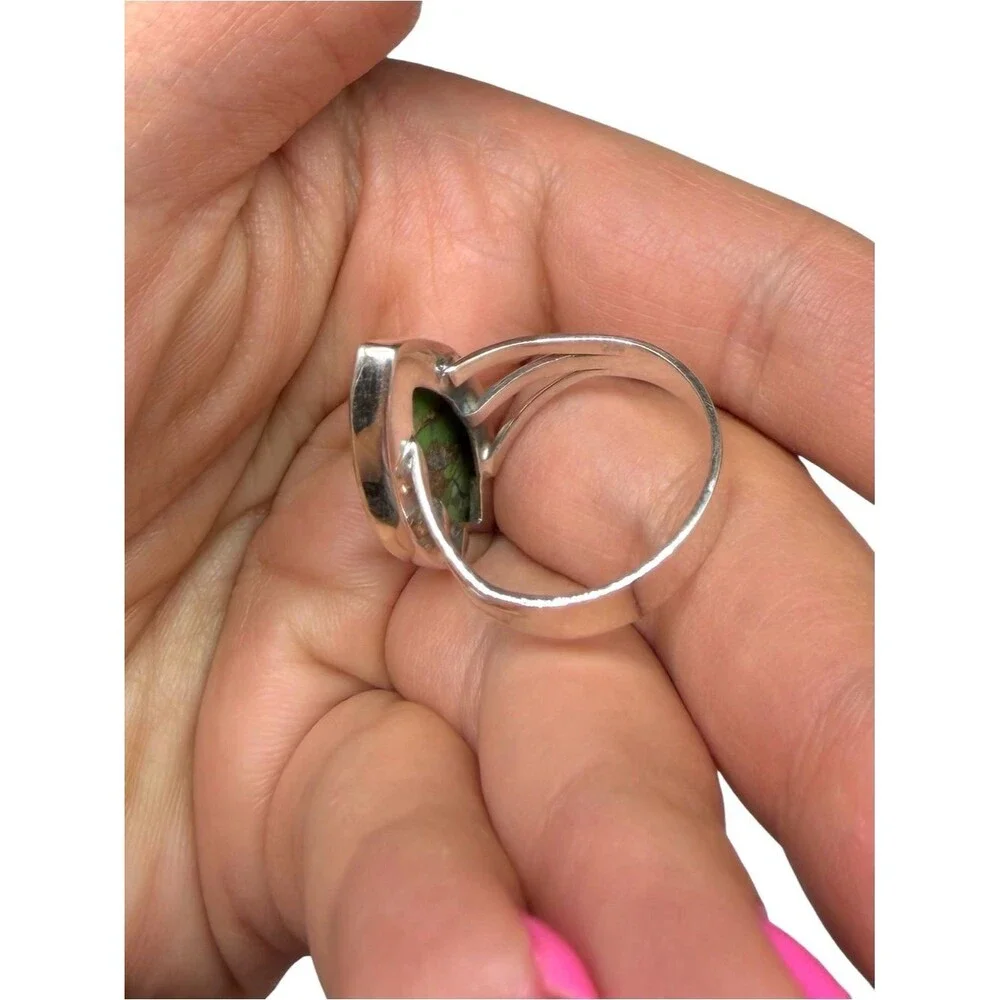 Green & Blue Mohave Turquoise Ring Size 10.5 Solid 925 Sterling Silver